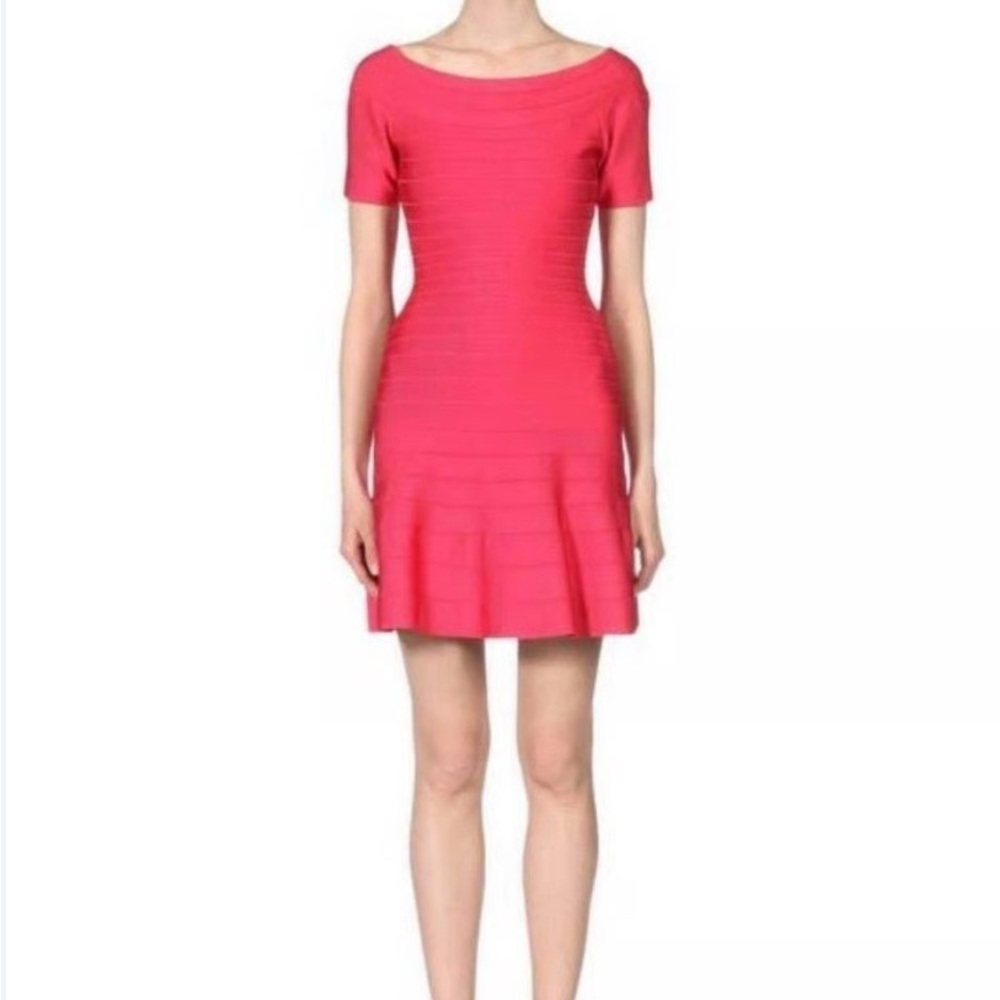 Herve Leger Vibrant Pink Mini Dress